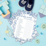 Baby Shower Word Scramble Game, 25 Blue Toile Word Scramble Game Cards, Gender Reveal Games, Fun Baby Shower Games Activity For Boy Or Girl, Gender Neutral Decorations Supplies-A15