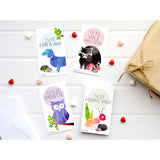 Mini French Owl Raccoon Dog Ant Valentines (Wallet-Sized Cards With Tiny Envelopes) French Language Cards For Valentine'S Day (Set Of 24)