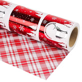 Christmas Wrapping Paper Mini Roll 17 Inch X 16.5 Feet Printed On Purple Metallic Foil Paper - Reversible, Santa And Snowflakes, For Xmas, Holiday, Party Celebration (Red Christmas Foil, 17 Inch X 16.5 Feet)