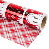 Christmas Wrapping Paper Mini Roll 17 Inch X 16.5 Feet Printed On Purple Metallic Foil Paper - Reversible, Santa And Snowflakes, For Xmas, Holiday, Party Celebration (Red Christmas Foil, 17 Inch X 16.5 Feet)