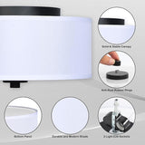 12 Inch Modern Flush Mount Ceiling Light White Fabric Drum Shade 2 Light Fixture
