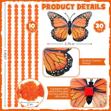 40 Pieces 5 Ft Day Of The Dead Marigold Garland Set Including 10 Pcs Long Orange Artificial Marigold Flowers And 30 Pcs Fake Butterfly Day Of The Dead Decorations For Wedding Party Decor