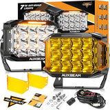 V MAX Series 7x5 Inch LED Pod Lights 204W Offroad Driving Spotlight with Amber DRL Side Shooter Combo Beam