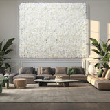 Artificial Flower Wall Backdrop 16Pcs 16.5X16.5 Inch Silk Rose Floral Wall Panel Ideal For Wedding Celebrations, Festive Party Backdrops, And Elegant Home Decor-White