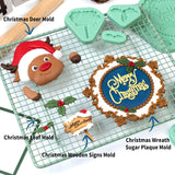 Christmas Fondant Molds Set,Christmas Reindeer Chocolate Candy Mold Holly Leaves Sugar Craft Molud For Baking Cake Decorations?Christmas Wreath?