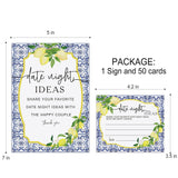 Date Night Idea Cards, Lemon Theme Bridal Shower Decorations, Including 1 Sign And 50 Date Night Cards, Bridal Shower Games For Couples(Yh12)