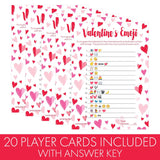 Valentine'S Day Emoji Game - Fun Classroom Party Activity For Kids And Adults - 25 Player Cards, Valentine Guessing Game For Families, Couples, Friends