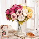 4 Bunches Peonies Artificial Flowers Faux Flowers Bouquet Silk Peony Hydrangea For Vase Wedding Centerpiece Bridal Shower Garden Party Home Decor (Orange Pink)