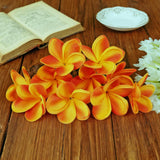 10Pcs Natural Real Touch Artificial Not Silk Plumeria Flowers Head With Stem For Diy Cake Decoration And Wedding Bouquets (Orange)