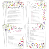 Wildflower Baby Shower Games, Floral Garden Boho Baby Shower Party Activities For 25 Guests, Guest Quest, Who Knows Mommy Best, What Did Dad Say & Over Or Under