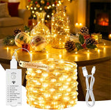 16FT Rechargeable Fairy Lights 50 LED Warm White 8 Modes Battery Operated String Lights