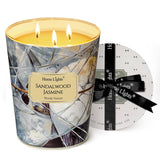 Homelights Scented Candles | Large Jar 34 Oz Natural Soy Candle | 130 Hrs Long-Lasting With 3 Wicks | Industrial Chic Home Decor | Gifts For Mom & Women, Sandalwood Jasmine