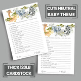 Jungle Baby Shower Games - Gender Neutral Word Scramble - Fun Activities For Guests With Prizes - Safari Animal Theme - Ideal For Boys Or Girls - 25 Pack