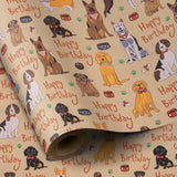 Dog Kraft Wrapping Paper Roll, Mini Roll, Happy Birthday Dogs Design Great For Kids, Boys Birthday Party And More, 17 Inches X 16.5 Feet