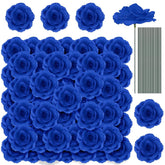 100 Pcs Artificial Flowers Fake Silk Roses Long Stem Rose Bouquet Wedding Party Home Decor For Diy Baby Shower Centerpieces Tables Home Decorations(Blue)