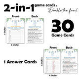 Word Scramble & Baby Trivia Theme Baby Shower Games Activity-Baby Clothes Game Cards For Boys-30 Greenery Game Cards(5”X7”) & 1 Answer Card(4”X6”)-Baby Shower Party Supplies & Favors-A06