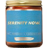Serenity Now, Funny Lavender Vanilla Scented Candle, 100% Soy Wax | Seinfeld Merch Galentines Day Friendship Gifts For Women | Seinfeld Gifts Themed Merchandise | Birthday Present Idea For Friends