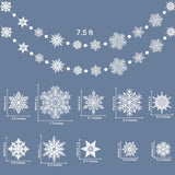 Frozen Snowflake Garland Transparent White Large Snow Streamers For Frozen Birthday Baby Shower Christmas Party, Winter Wonderland White Snowflake Banner For Christmas New Year Decoration