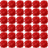 Silk Hydrangea Heads 36 Pcs Artificial Flowers Heads And 3 Dozens Stems Fake Hydrangea Flowers With Stems For Home Wedding Decor (Red)