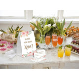 Boho Floral How Many Kisses Bridal Shower Game,Wedding Shower Games,Engagement Party Games,Bachelorette Party Games,Bridal Shower Decorations(1 Sign & 50 Cards),8
