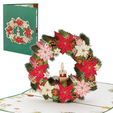 Christmas Wreath Popup Card - 6X12 Inch Christmas Greeting Card, 3D Popup Christmas Wreath Card Design - Attractive & Adorable Perfect For Christmas - Christmas Gift Card For Everyone, Paper
