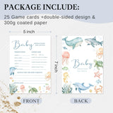 Baby Shower Predictions And Advice Cards For New Parent, Ocean Baby Shower Game For Girl Boy, 25 Pack Sea Animal Design, Gender Neutral Party Activity-D01