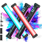 2 Pack RGB LED Video Light Sticks Magnetic 360 Full Color Rechargeable Tube Lights for YouTube Vlog