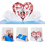 Swan Couple 3D Pop Up Card - 3D Handmade Paper Art For Romantic Wedding, Anniversary, Valentine'S Day Card With Envelope - Love Greeting Card (1 Set)