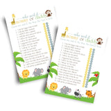 Cute Jungle Baby Shower Games - 25 Guess Who Mommy Or Daddy Game Cards - Fun Gender Reveal Guessing Activities For Guests - Safari Theme For Boy Or Girl