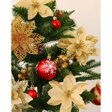 Poinsettias Artificial Christmas Flowers Decorations - 30 Pcs 3 Styles Artificial Gold Poinsettia Flowers For Christmas Tree,Artificial Holly Berry Stems Fake Poinsettia With Clips For Outdoor Decor
