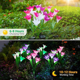 6 Pack Solar Lily Flower Lights Color Changing Waterproof Garden Yard Patio Decor
