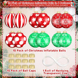 12 Pack Large Christmas Balls, 9 Inch Inflatable Christmas Ornaments For Outdoor Decoration, Big Christmas Ornaments Bal