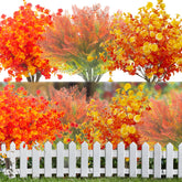 12 Bundles Artificial Fall Flowers Uv Resistant Autumn Decorations For Thanksgiving Home Kitchen Room Farmhouse Floral Arrangements Indoor Outdoor