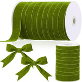 1 Inch, 30 Yard Christmas Olive Green Velvet Ribbon Wide Vintage Velvet Ribbons For Christmas Tree Ornaments Flower Bouquets Baby Shower Wedding Wreath Bow Making Diy Craft Choker