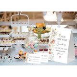 Boho Wildflower Guess How Many Candies Are In The Jar Game For Baby Shower, Pack Of One 5X7 Sign And 50 Guessing Cards, Boho Baby Shower Decoration, Gender Neutral Party Supplies - Gc02