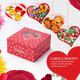 30 Pack Small Valentine'S Day Cookie Boxes, 6X6X3 Inches Cupcake Containers Valentines Bakery Treat Boxes With Heart Window For Cupcakes Donuts Cookie Chocolates Strawberries