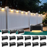 16 Pack Solar Deck Lights Outdoor Waterproof Warm White LED Step Fence Pathway Lights
