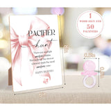 Pacifier Hunt Baby Shower Game, Pink Bow Wood Sign With Stand And 50 Mini Pacifiers, Baby Shower Game, Gender Reveal Games, Gender Reveal Neutral Decorations, Centerpiece Party Decorations,1
