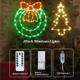 Christmas Trees And Wreath With Timer, 8 Modes Indoor Usb String Lights, 120 Led Lights Battery Operated, Christmas Wind