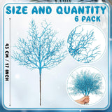 6 Pcs Blue Coastal Ornaments For Christmas Tree Pick 16.9 Inch Coral Coastal Ocean Branch Picks Xmas Artificial Flowers Tree Filler Twigs For Wreath Vase Gift Display
