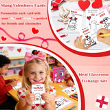 Slang Valentines Day Cards For Kids, 48 Pack Valentine Cards For Kids Classroom School, Funny Slang Greeting Cards For Boys Girls Classroom Prizes Exchange Gifts