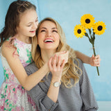 Felt Sunflowers Artificial Bouquet - 3 Pcs | Reusable, Washable And Essential Oil Ready Yellow Artificial Flowers W/Bendable Long Wire Stems |Great Gift Or Home/Event Decorations