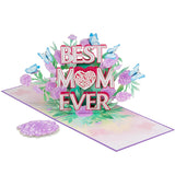 Best Mom Ever Pop Up Cards, Carnations, 3D Greeting Cards, Gift For Birthday, Mothers Day, Anniversary, Valentines Day, Mom, Stepmom, Mother In Law, 5X7 - Includes Envelope And Message Note