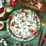 75Pcs Christmas Plates Napkins Watercolor Tableware Set Merry Christmas Disposable Paper Plates Napkins Plants Xmas Dinnerware For Holiday Party Table Supplies