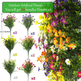 Outdoor Artificial Flowers Uv Resistant & Fade Proof, 12 Pack Realistic Fake Flowers For Garden, Patio, Lawn Decor - Weatherproof Plastic Plants(Mix)