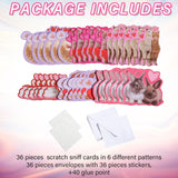 36 Pcs Valentines Animal Scratch Sniff Cards For Valentines Day Gift Strawberry Scented Cards Stickers Envelopes For Exchange Gift Party Supplies Favors(Animal)