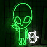 Alien Cat Neon Sign USB Dimmable LED Wall Light for Bedroom Game Room Bar Decor