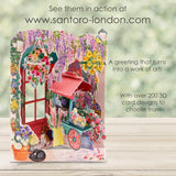 SANTORO Swing Card, 3D Pop Up Greeting Card - Florist And Flower Cart - For Her, For Mom, Birthday, Mother's Day