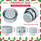 9 Pcs Christmas Cookie Tins Set 3 Sizes Decorative Cookie Boxes Christmas Tins With Lids Holiday Treats Round Metal Nesting Containers Candy Biscuits Treat Boxes(Berries,Snowflakes,Tree)