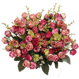 21 Heads Silk Rose Bouquet Artificial Flowers Mini Rose For Diy Wedding Bouquets Centerpieces Bridal Shower Party Home Decorations,Pack Of 4 ?Rose Red?